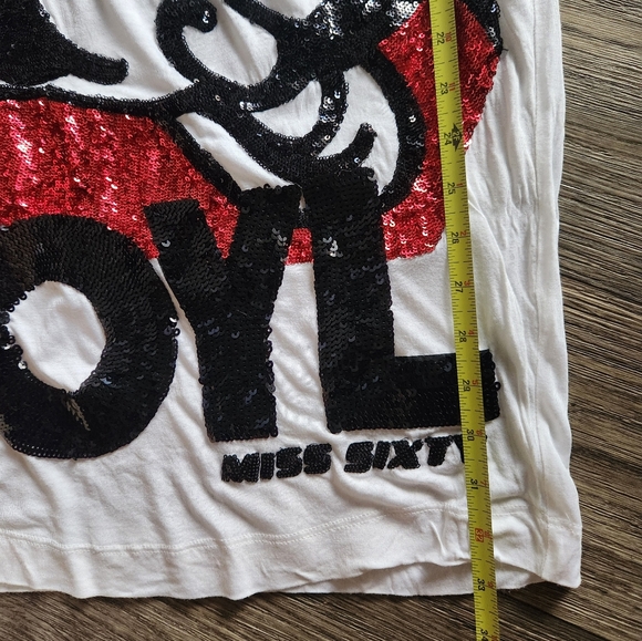 Vintage Miss Sixty Olive Oyl Graphic Tunic Tee Size Small Sequin Graphic - Picture 5 of 7